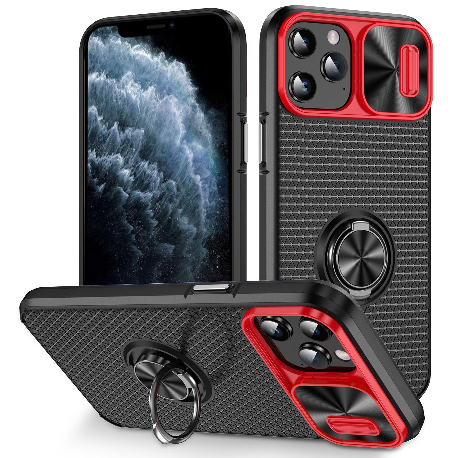 Ring Kickstand PC TPU telefontaske til iPhone 11 Pro Slide Kamera Lens Cover Smartphone Cover Ring Kickstand PC TPU telefontaske til iPhone 11 Pro Slide Kamera Lens Cover Smartphone Cover